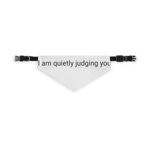 "I am quietly judging you" dog collar and bandana combo